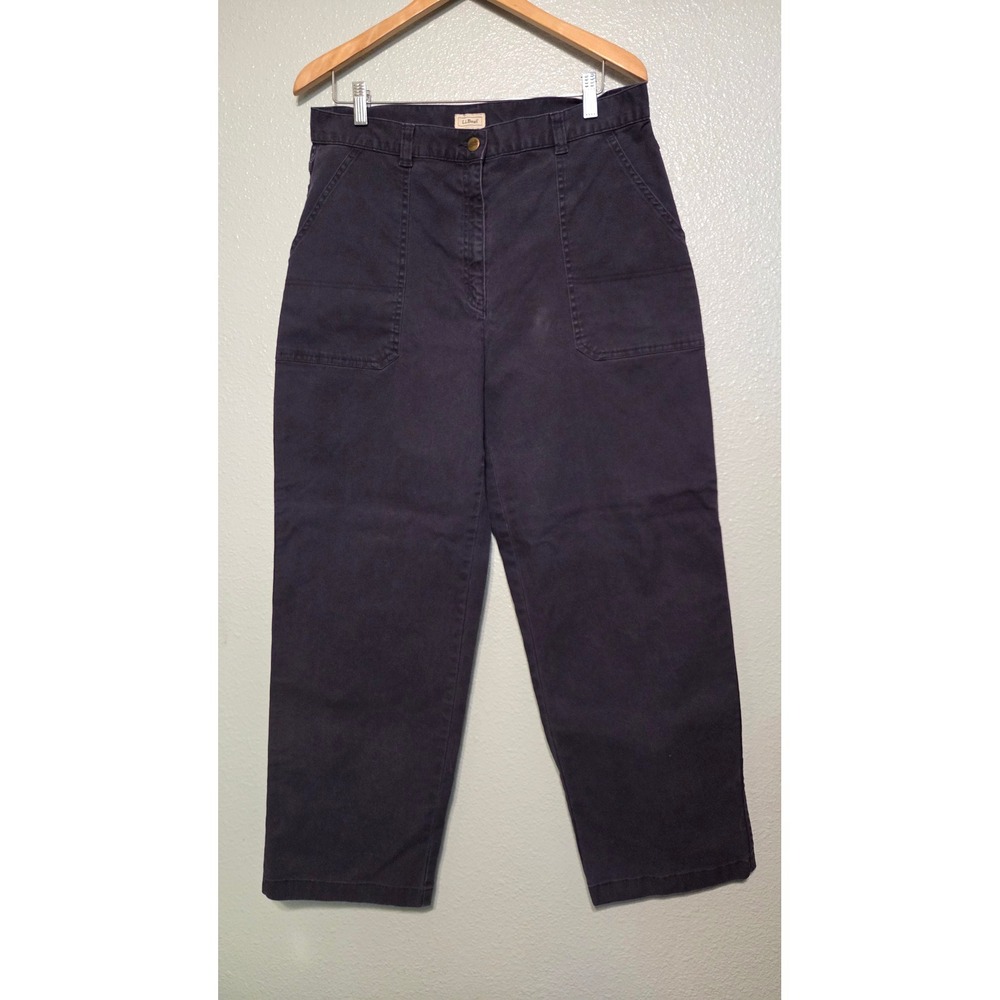 L.L.Bean Womens 16 High Rise Chore Pants Utility Workwear Straight Leg Navy
